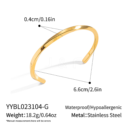 Vintage European and American 304 Stainless Steel Twisted Cuff Bangles for Women LS-WV1773-1-1