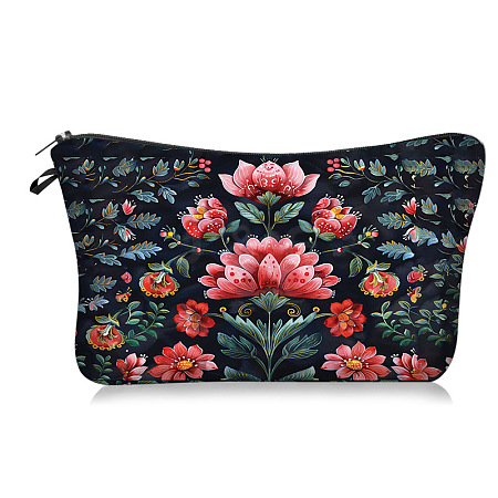 Flower Polyester Cosmetic Bags Zipper Clutch Bags PW-WG4A30B-01-1