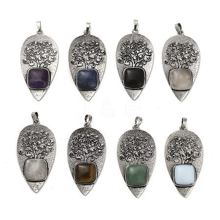 Natural & Synthetic Mixed Gemstone Square Big Pendants G-F763-07AS-1