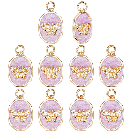 10Pcs Brass Micro Pave Clear Cubic Zirconia Pendants ZIRC-BC0015-13-1