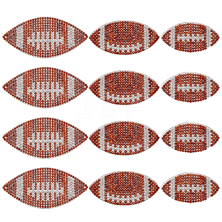 12Pcs 3 Styles Sports Theme Resin Rhinestone Iron on/Sew on Cloth Patches DIY-OC0015-19-1