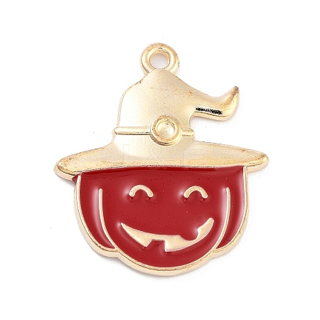 Halloween Theme Light Gold Plated Alloy Enamel Pendants ENAM-M219-14KCG-01-1