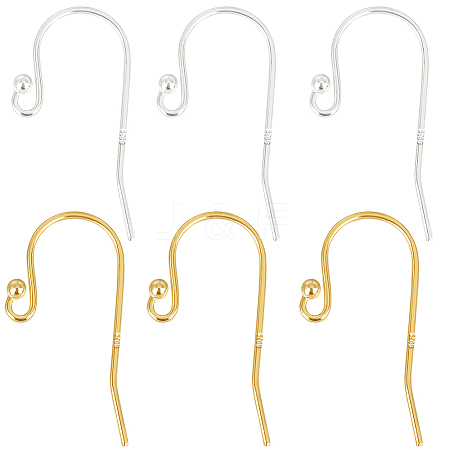 2 Colors 925 Sterling Silver Earring Hooks STER-BBC0006-24B-1