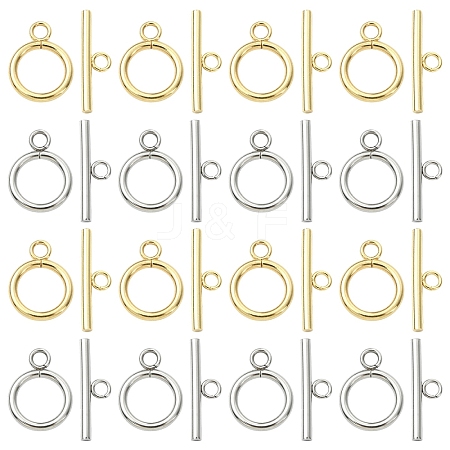 20 Sets 2 Colors 304 Stainless Steel Toggle Clasps STAS-YW0003-08B-1
