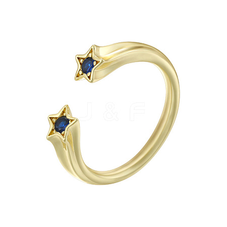 Brass Micro Pave Cubic Zirconia Cuff Open Rings for Women FS-WG15C9D-11-1