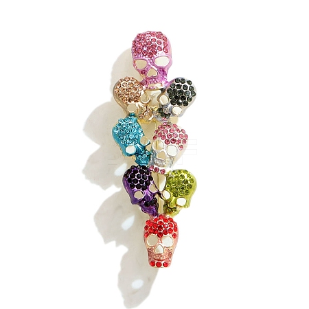 Skull Alloy Rhinestone Brooches for Backpack Clothes PW-WGFC67A-01-1