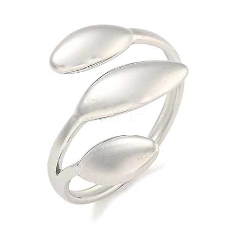 Non-Tarnish Leaf 304 Stainless Steel Open Cuff Finger Rings for Women RJEW-P114-09P-1