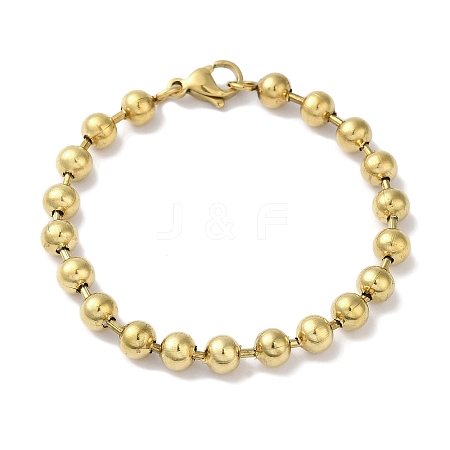 IP Plating(IP) 304 Stainless Steel Beads Ball Chain Bracelets for Women BJEW-B092-02A-G-1