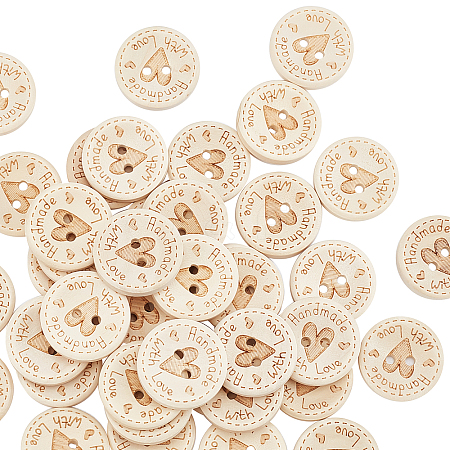 Wooden Buttons FIND-WH0097-33-1