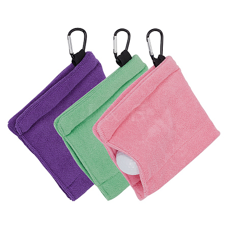 3Pcs 3 Colors Polyester Fibre Golf Wipe Towel AJEW-OC0005-36B-1