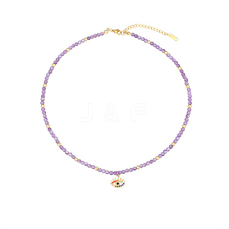 Natural Amethyst Beaded Necklaces EK5559-3-1