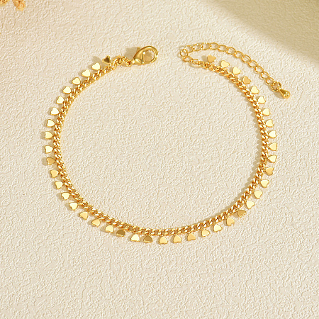 Brass Heart Tassel Anklets for Women HT1275-1