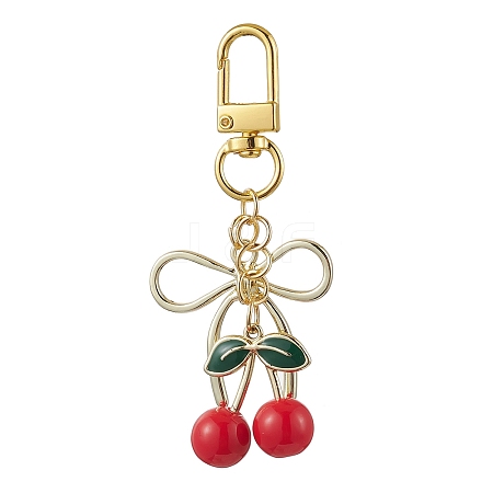 Alloy Enamel Cherry Pendant Decorations HJEW-JM02681-1