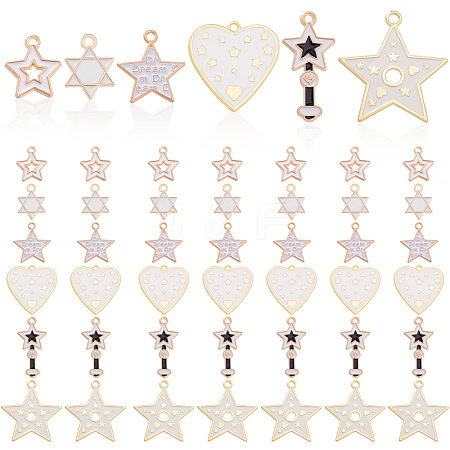 48Pcs 6 Styles Alloy Enamel Pendants ENAM-GA0001-10-1