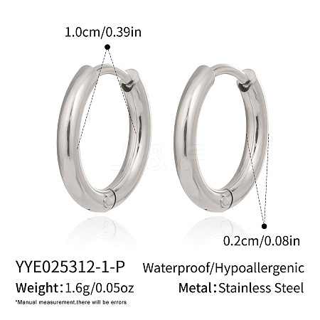 304 Stainless Steel Huggie Hoop Earrings for Women GR9460-5-1