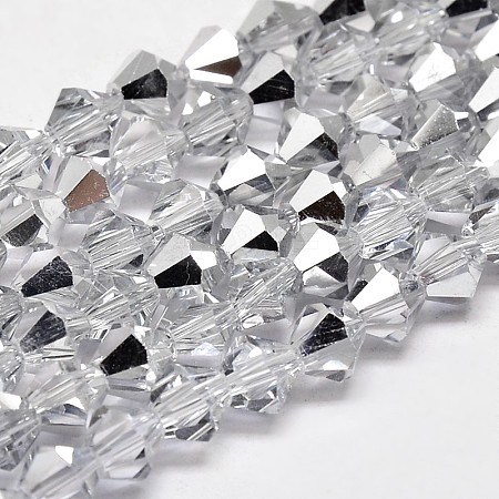 Imitate Austrian Crystal Electroplate Bicone Glass Faceted Bead Strands LS-GLAA-F029-4x4mm-B01-1