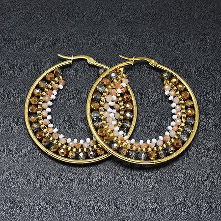304 Stainless Steel Hoop Earrings X-EJEW-O090-F05-1