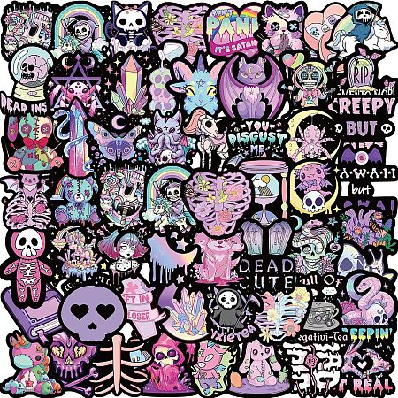 56Pcs Pvc Adhesive Cute Pastel Goth Gothic Style Waterproof Stickers PW-WGACDF3-01-1