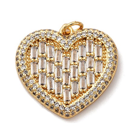 Brass Micro Pave Clear Cubic Zirconia Pendants KK-U076-21G-1
