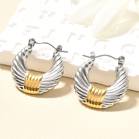 304 Stainless Steel Two Tone Hoop Earrings EJEW-F355-03GP-02-1