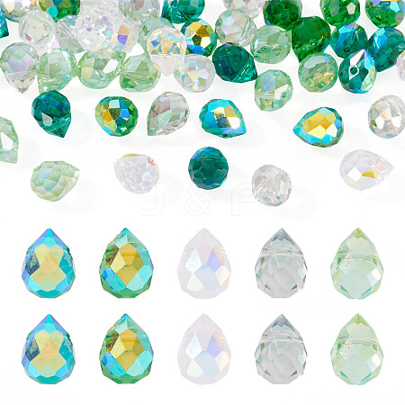50Pcs 5 Colors Electroplate Transparent Glass Beads GLAA-TA0003-47C-1