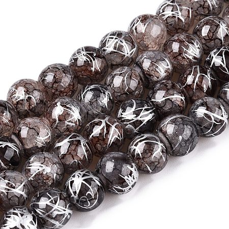 Drawbench Crackle Glass Beads Strands GLAA-N006-8mm-01-1