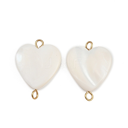 Natural Shell Heart Connector Charms X1-STAS-D378-25G-1