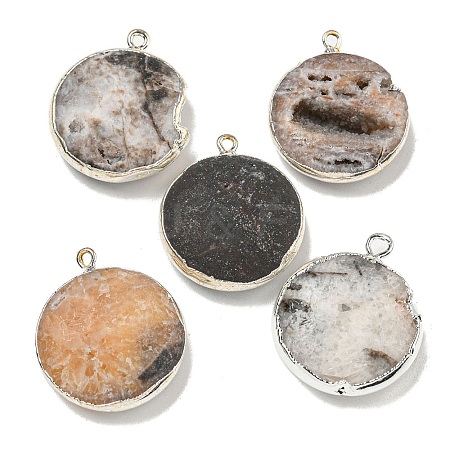 Electroplated Natural Druzy Agate Pendants G-A229-01F-1