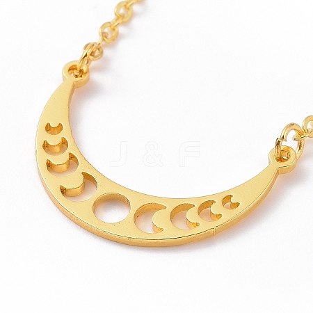 Alloy Moon Phase Pendant Necklace for Women LS-NJEW-G030-01G-1