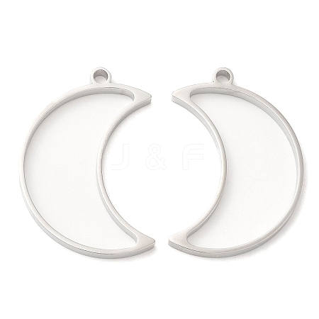 Non-Tarnish 304 Stainless Steel Open Back Bezel Moon Pendants STAS-Z040-07P-1