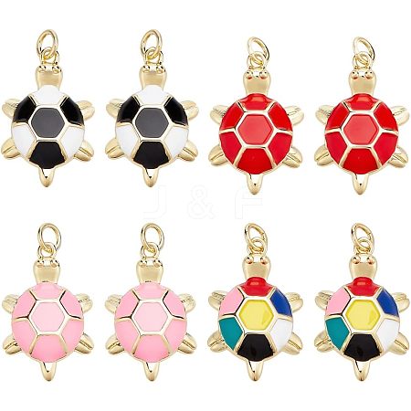  8Pcs 4 Colors Brass Enamel Pendants KK-NB0002-65-1