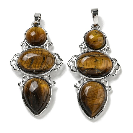 Natural Tiger Eye Pendants G-Q158-04H-1