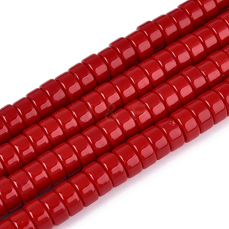 Opaque Solid Color Glass Beads Strands GLAA-N026-4x8mm-06-1