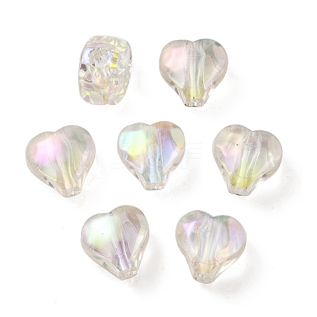 UV Plating Rainbow Iridescent Acrylic Beads OACR-F004-05G-1