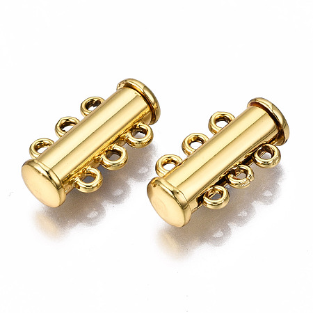 3-Strands Brass Magnetic Slide Lock Clasps KK-Q740-16G-1