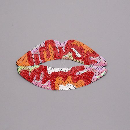 Lip Computerized Embroidery Cloth Iron On Patches FIND-WH0094-16A-02-1