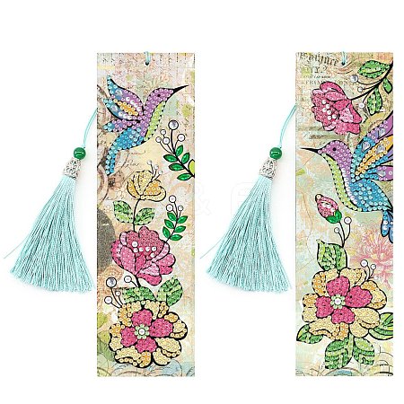 2Pcs DIY Diamond Painting Bookmarks Kits DIAM-PW0010-19A-25-1