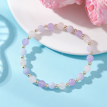 Natural Aquamarine & Rose Quartz & Amethyst Beaded Stretch Bracelets for Women BJEW-JB13357-1