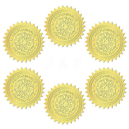 12 Sheets Self Adhesive Gold Foil Embossed Stickers DIY-WH0451-016-1