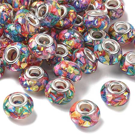 Transparent Resin Rondelle European Beads RESI-S023-26-1