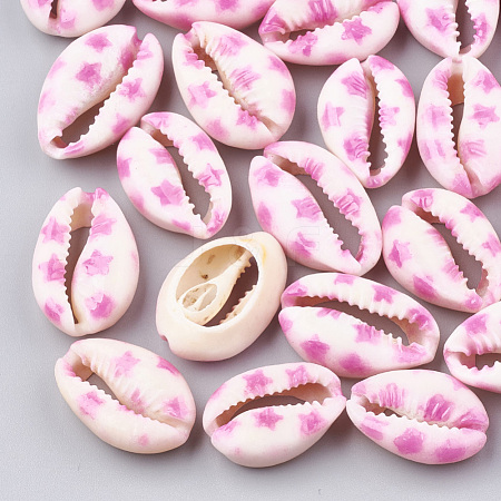 Printed Cowrie Shell Beads SHEL-S274-03B-1