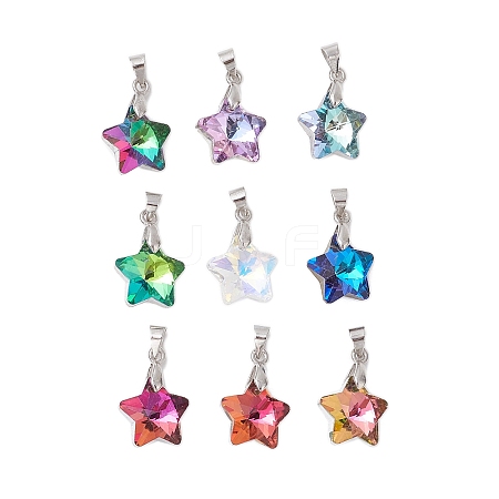 9Pcs Glass Beads Pendants PALLOY-JF03024-1