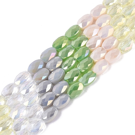 Electroplate Imitation Jade & Opaque & Transparent Glass Beads Strands EGLA-Q135-4x6MM-01E-1