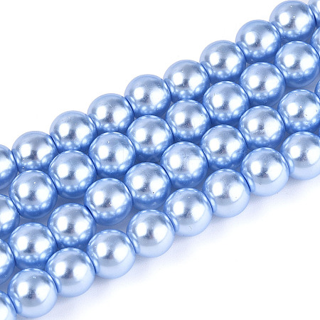Baking Paint Pearlized Glass Pearl Round Bead Strands HY-Q330-8mm-24-1