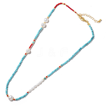 Natural Turquoise & Pearl Beaded Necklaces for Women SC9951-1