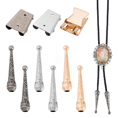 6Pcs 3 Colors Retro Alloy Cord Ends FIND-GA0004-76-1