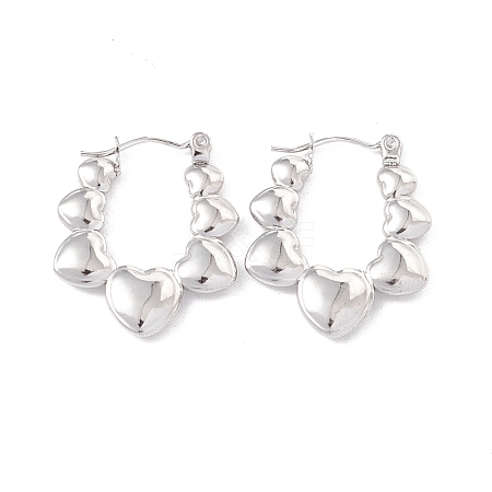 Non-Tarnish 304 Stainless Steel Heart Chunky Hoop Earrings for Women EJEW-I267-09P-1