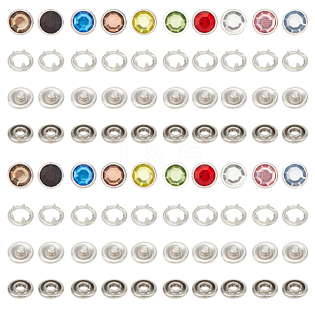 Olycraft 20 Sets 10 Colors 4Pcs Brass & Resin Snap Button BUTT-OC0001-56-1