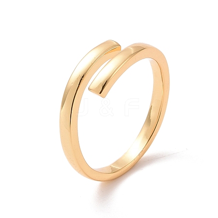 Brass Simple Line Wrap Open Cuff Ring for Women RJEW-P034-08G-1