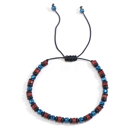 Natural Gemstone & Synthetic Non-magnetic Hematite Beads Braided Bead Bracelets YO1115-6-1